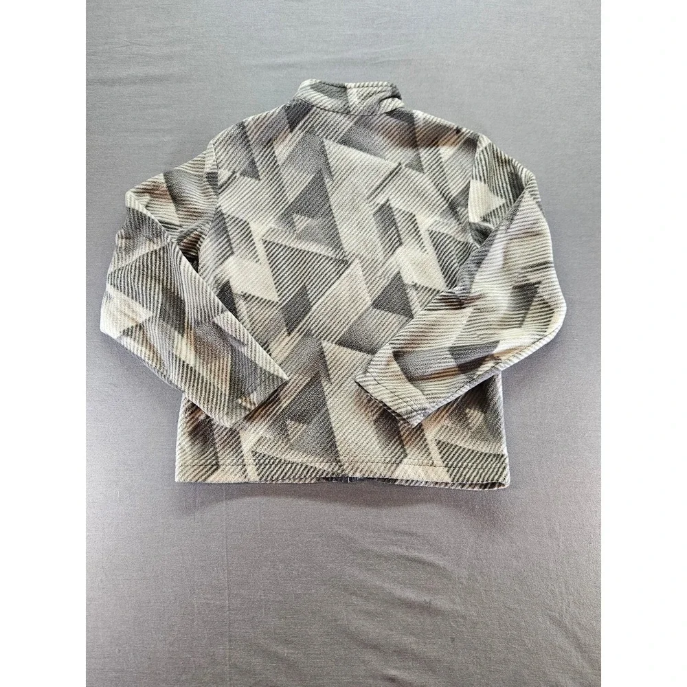 Eddie Bauer Kids Fleece Jacket Full Zip Geometric Abstract Print Grey